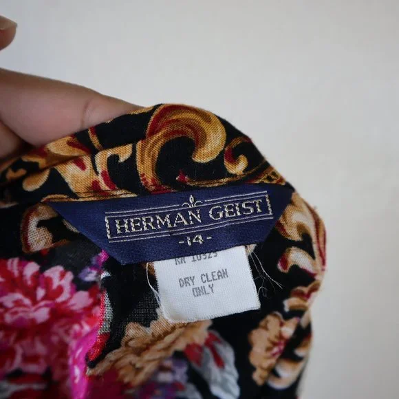 80's Herman Geist Pleated Romantic Floral Skirt - Picture 8 of 9